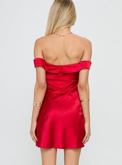Alizae Off Shoulder Mini Dress Red