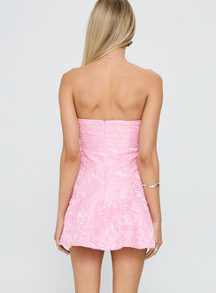 Aubriana Strapless Mini Dress Pink Jacquard