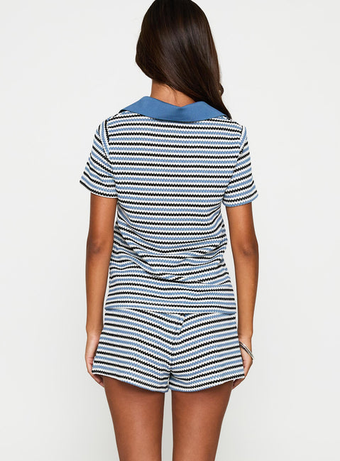 On Vacation Set Blue Stripe