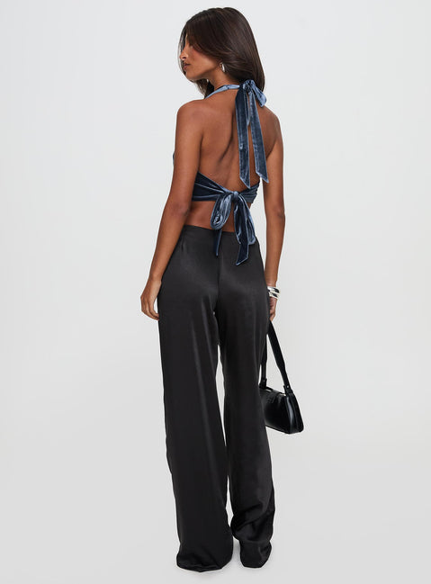 back view of model wearing Princess Polly Thrill Of It All Pant Black High Waisted Pants 