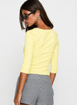 Elaia 3/4 Sleeve Top Yellow