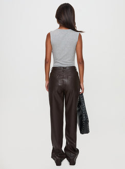 back view of model wearing Princess Polly Nolene Low Rise Pants Chocolate High Waisted Pants 