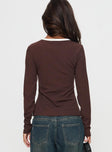 Phaidra Button Up Long Sleeve Top Brown