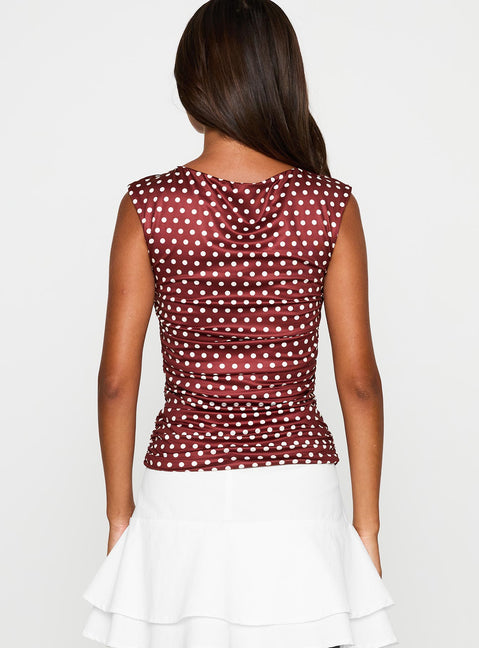 back view of model wearing Princess Polly Perfect Harmony Ruched Top Multi Sleeveless V-Neck 