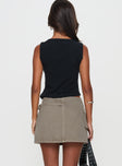 back view of model wearing Princess Polly Paltrow Cargo Mini Skort Washed Brown 