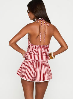 back view of model wearing Princess Polly Your Everything Shorts Pink Stripe High Waisted Shorts 