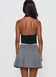 back view of model wearing Princess Polly Simulations Pleated Mini Skirt Grey Mini Skirts 