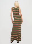 back view of model wearing Princess Polly Giulia Knit Maxi Skirt Green Multi Maxi 