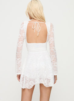 Nautia Lace Long Sleeve Romper White