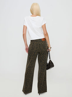 Briony Low Rise Wide Leg Jean Leopard