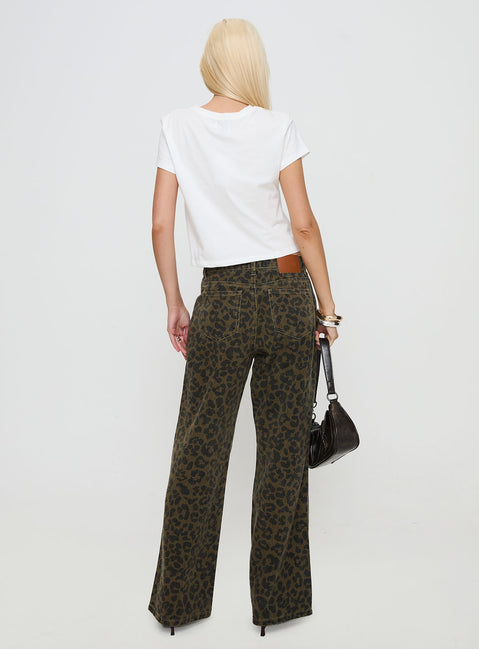 Briony Low Rise Wide Leg Jean Leopard