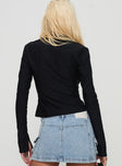 back view of model wearing Princess Polly Witherspoon Long Sleeve Top Black Full Sleeves High Neck 