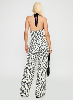 back view of model wearing Princess Polly Paltrow Cargo Pant Zebra High Waisted 
