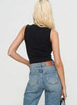 back view of model wearing Princess Polly Jaxen Cut Out Bodysuit Black Sleeveless 