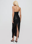 back view of model wearing Princess Polly 1999 Maxi Dress Onyx Straight Neck 