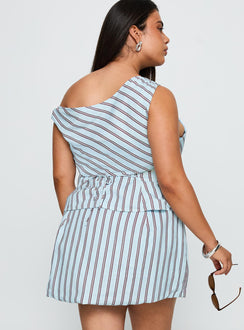 Gulliver Tie Side Mini Skort Blue / Maroon Stripe Curve