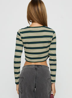 Bentlea Long Sleeve Top Green / Yellow Stripe
