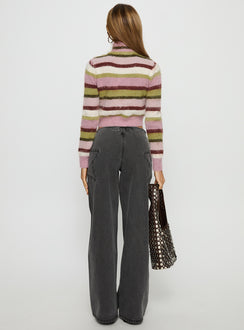 back view of model wearing Princess Polly Dolley Star Stitch Mid Rise Wide Leg Jean Grey Wash Mid Rise Jeans 