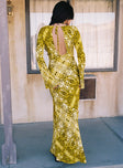 Setting Sun Long Sleeve Maxi Dress Yellow / Black