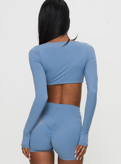 Set Point Active Square Neck Long Sleeve Top Blue