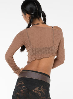 product Princess Polly Full Sleeves Square Neck  Macgraw Off The Shoulder Top Beige