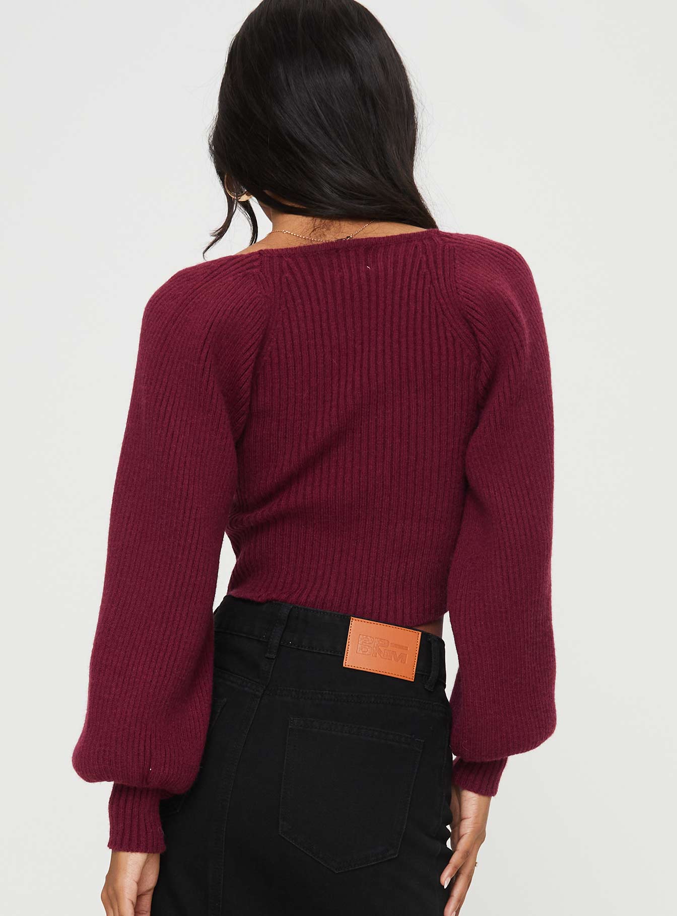 Bohemia Sweater Burgundy Princess Polly  Cropped 