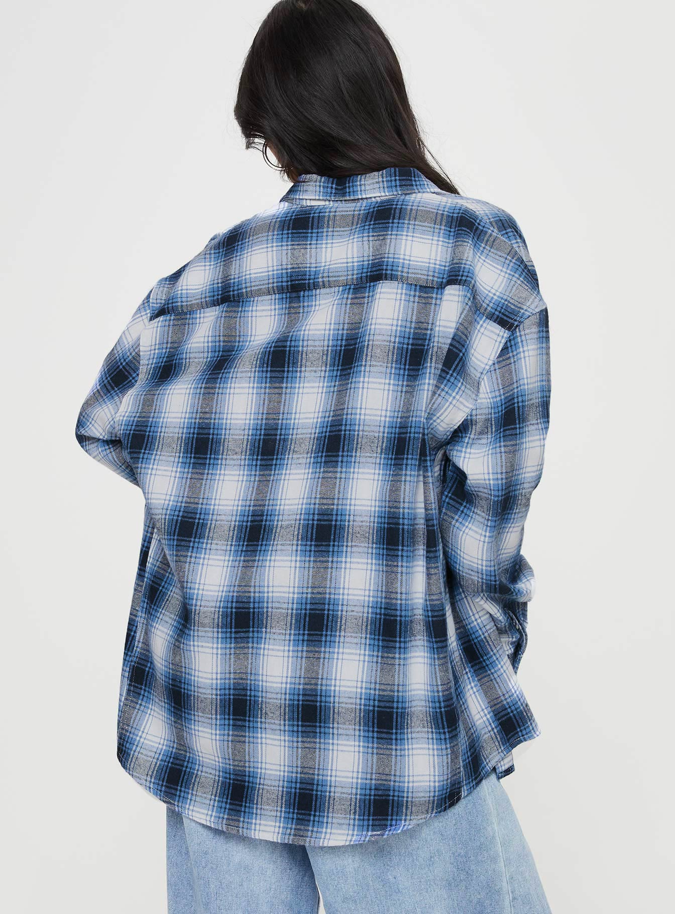 product Princess Polly Full Sleeves Square Neck  Waver Shirt Blue / Black Check