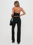 back view of model wearing Princess Polly Reide Pants Black Pinstripe High Waisted Pants 