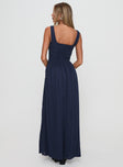 back view of model wearing Princess Polly Lorinda Maxi Dress Navy Square Neck 