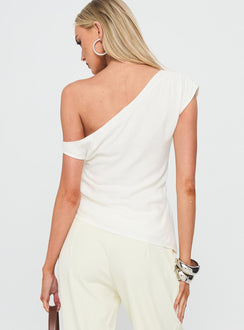 Kaylani One Shoulder Drape Top White
