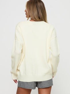 back view of model wearing Princess Polly Living Is Easy Knit Sweater White Long 