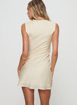 back view of model wearing Princess Polly Ysabelle Mini Dress Cream Plunger 