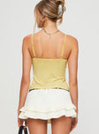 back view of model wearing Princess Polly Marcio Lace Top Yellow Sleeveless V-Neck 