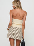 back view of model wearing Princess Polly Gigi Skort Beige Stripe Tall High Waisted Shorts 