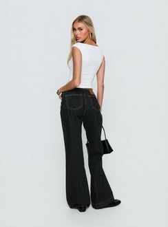 Slow Ride Mid Rise Bootleg Belted Jeans Grunge Wash