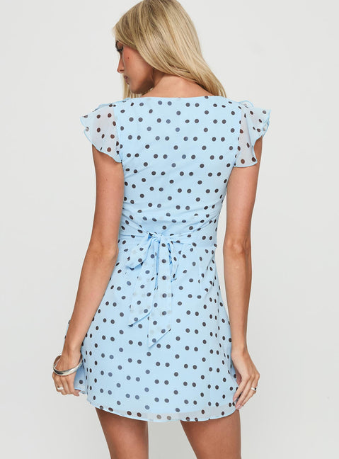 I Guess So Mini Dress Blue Polka Dot