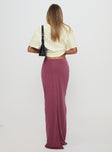 back view of model wearing Princess Polly Tamera Maxi Skirt Burgundy Maxi 