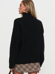 back view of model wearing Princess Polly Shes So Sweet Bow Knit Sweater Black 