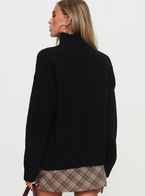 back view of model wearing Princess Polly Shes So Sweet Bow Knit Sweater Black Long 