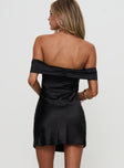 back view of model wearing Princess Polly Sadee Mini Dress Black Sweetheart Neckline 