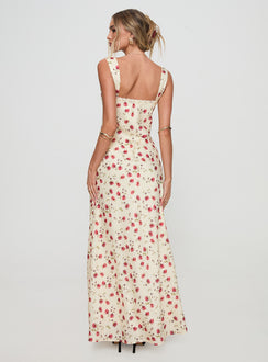 back view of model wearing Princess Polly Verona Maxi Dress Multi V-Neck 