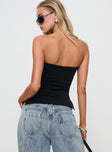 back view of model wearing Princess Polly Strutter Strapless Top Black Sleeveless straight 