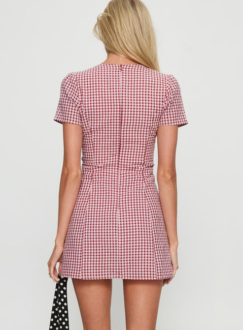 Loveliness Playsuit Red Check