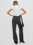 back view of model wearing Princess Polly Vacke Pants Grey Mid Rise 