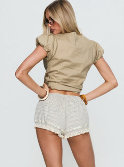 Rhubarb Lace Shorts Beige / Grey Check