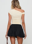 back view of model wearing Princess Polly Vannes Bubble Hem Mini Skirt Black Mini Skirts 