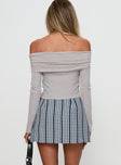 back view of model wearing Princess Polly Gulliver Tie Side Mini Skort Navy Gingham 