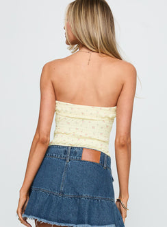 back view of model wearing Princess Polly Majorette Strapless Bodysuit Cream Sleeveless 