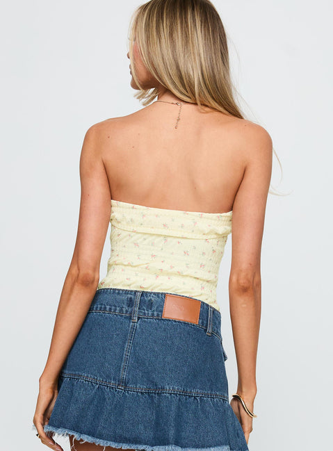 back view of model wearing Princess Polly Majorette Strapless Bodysuit Cream Sleeveless 