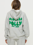 Princess Polly Hooded Sweatshirt Bubble Text Grey Marle / Green